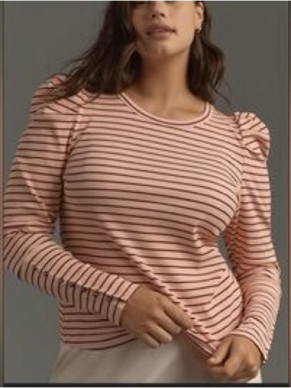 Maeve Puff Sleeve Striped Long Sleeve Top In Pink and Purple Size XXS